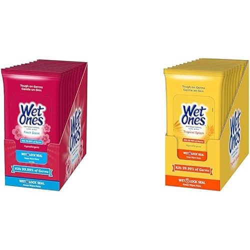 Wet Ones Antibacterial Hand Wipes, Fresh Scent, 10 Pack, 20 Count - Kills 99.99% of Germs