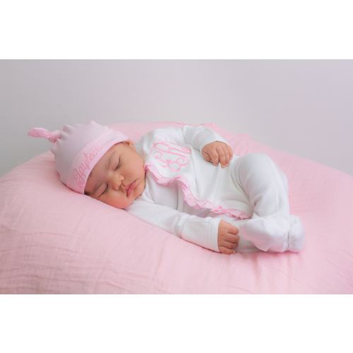 Baby Girl Coming Home Outfit, Monogrammed Footie, Ruffle Pajamas