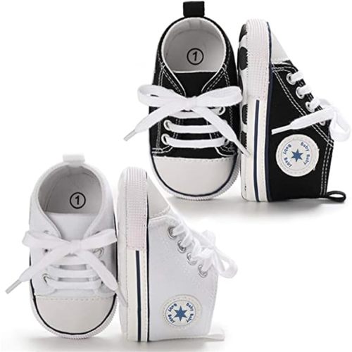 Unisex Baby Girls Boys Canvas High-top Shoes, Newborn Infant Anti-Slip Soft Sole Frist Walking Breathable Sneakers