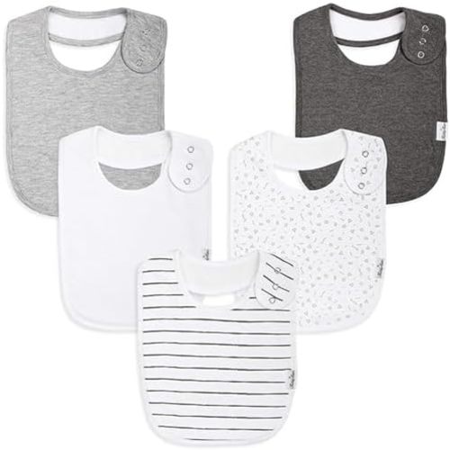 Double Layer Bandana Bibs - Thick, Multi Snaps, Organic Cotton - Soft & Absorbent - For Drooling, Teething, Feeding