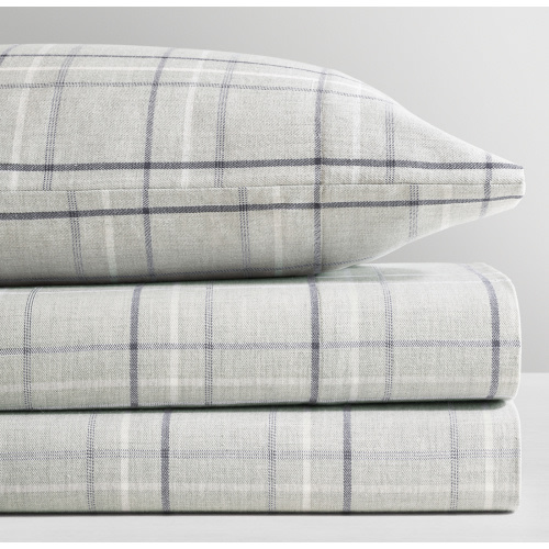 Yarn-Dyed Windowpane Plaid Cotton Crib Fitted Sheet | RH Baby & Child | Navy