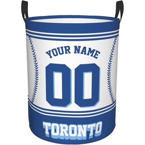 Custom Toronto Laundry Hamper Personalized Laundry Basket Customized Name And Number Collapsible Storage Basket for Bedroom Bathroom Living Room Baseball Fan Gifts
