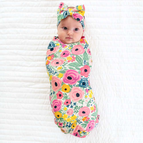 Secret Garden Swaddle & Luxe Bow Headband Set - Little Sleepies