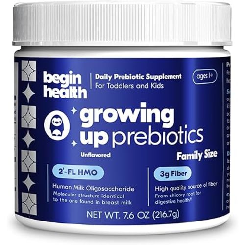 Begin Health Growing Up Prebiotics for Kids 56-Packs | Prebiotic Soluble Powder Stool Softeners and Digestive Gut Health Supplement | Ideal to Mix with Kids Daily Beverages and Soft Foods - Unflavored