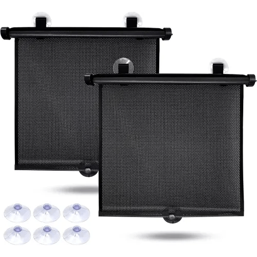 EcoNour Car Window Shades for Baby (2 Pack) - Upgraded | Shades for Side Window | Comes with Enhanced Suction Cups & Large Clips for Durability | Baby Car Accessories (18" x 20")