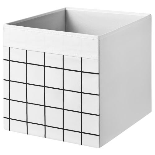 DRÖNA Box - white/check pattern 13x15x13 "