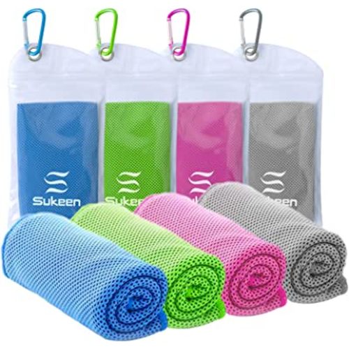 Sukeen [4 Pack Cooling Towel (40"x12"), Ice Towel, Soft Breathable Chilly Towel, Microfiber Towel for Yoga, Sport, Running, Gym, Workout,Camping, Fitness, Workout & More Activities