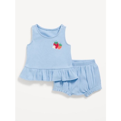 Sleeveless Ribbed Ruffle-Trim Top and Shorts Set for Baby | Old Navy