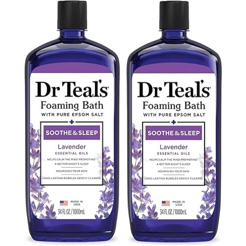 Dr Teal's Foaming Bath with Pure Epsom Salt, Soothe & Sleep with Lavender, 34 fl oz (Pack of 2)