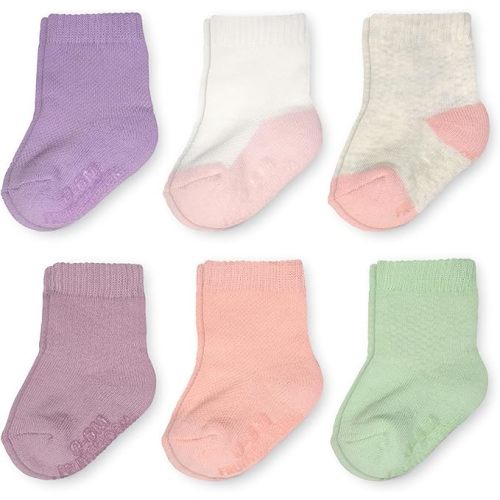 Fruit of the Loom All Weather Baby & Toddler Socks - Cotton Crew Socks with Grips for Boys, Girls and Unisex