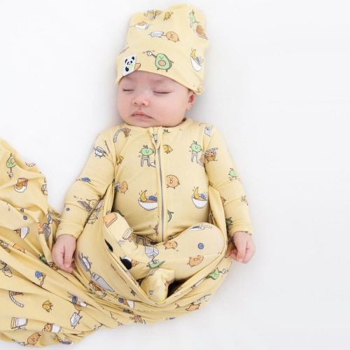 Bellabu Bear Baby Love You Brunches Bamboo Convertible Footie Yellow Newborn