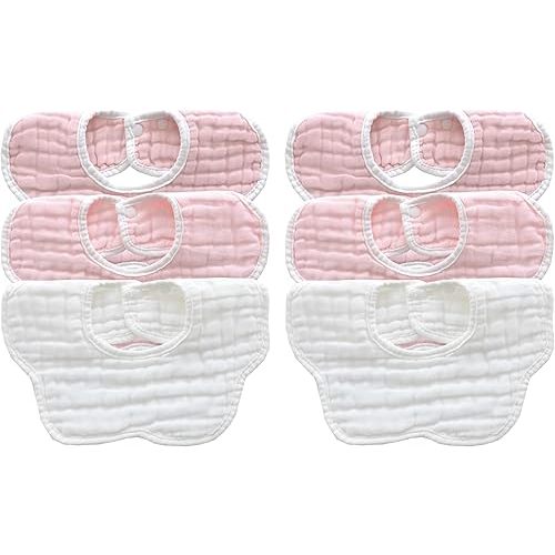 MUKIN Baby Drooling Towel, Snap Bibs, Muslin Bibs, 6 Pack, Adjustable, Soft Cotton