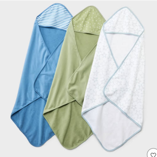 Baby 3pk Muslin Hooded Towel - Cloud Island™ Bronze: Extra Lightweight Cotton, French Terry, 30"x30"