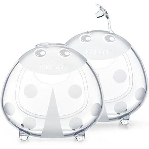 haakaa Ladybug Breast Milk Collector - Breast Shells | Wearable Nursing Cups | Breastmilk Saver| Letdown Catcher for Pumping,Breastfeeding Moms,Protects Sore Nipples - 5 oz,2pcs