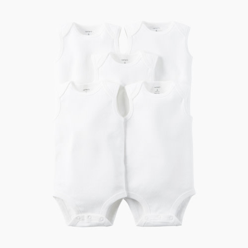 Carter's Sleeveless White Bodysuit (5 Pack) - White, 3-6 Months