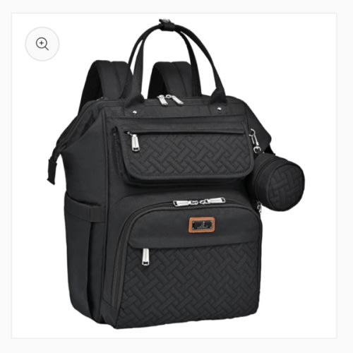 BLACK BabbleRoo Wide Top Diaper Backpack
