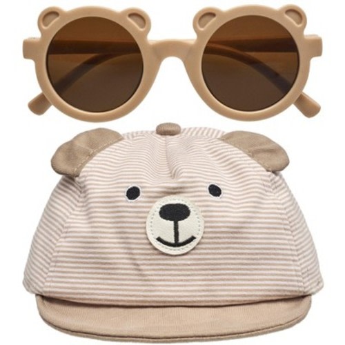 Wander & Dream Infant Bear Hat & Sunglasses Set for Boys & Girls (Infants), Color: Tan