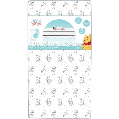 Delta Children - Disney Winnie the Pooh Crib & Toddler Mattress - Dual-Sided - Waterproof - GREENGUARD Gold Certified - Non-Toxic - Lightweight - Made in USA - Sustainable Fiber Core - 52"L x 27.5"W