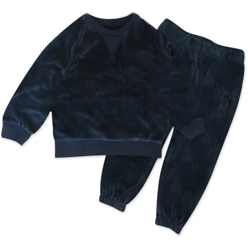 HONESTBABY Velour Pullover Hoodie and Zip Front Sweatshirt and Jogger Sweatpants Set