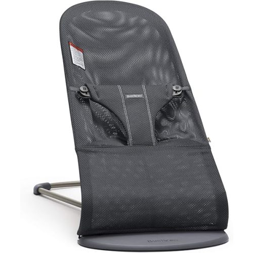 BabyBjörn Bouncer Bliss, Anthracite, Mesh | 2-in-1 Adjustable Baby Bouncer Seat and Toddler Chair, Newborn to Toddler (8-29 lbs), 4 positions, Lightweight & Portable