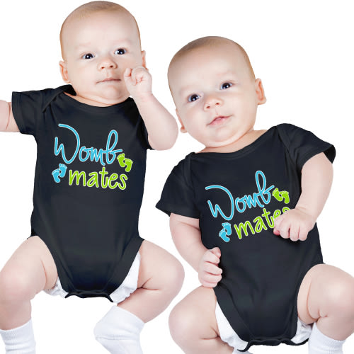 Twin Babys Clothing, Includes 2 Bodysuits, 0-3 Month Womb Mates
