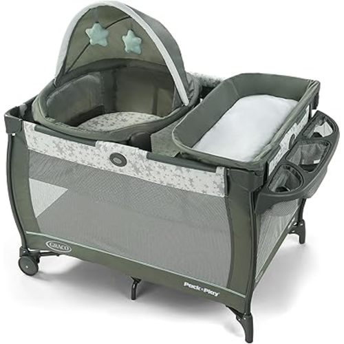 Graco® Pack ’n Play Travel Dome Playard, Portable Bassinet with UV Canopy, Full‑Size Infant Bassinet, Diaper Changer