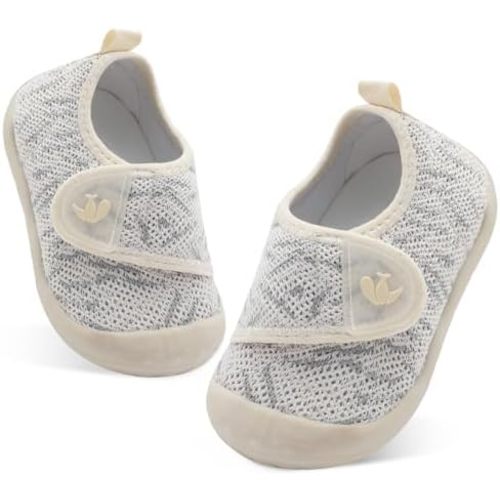 FEETCITY Baby First Walking Shoes Wide Baby Shoes Infant Sneakers Newborn Crib Shoes Lightweight Barefoot Slip On Shoes
