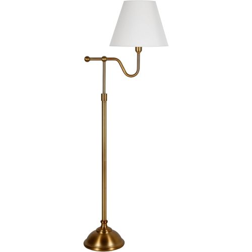 Wellesley 63" Tall Floor Lamp with Fabric Shade in Brass/White