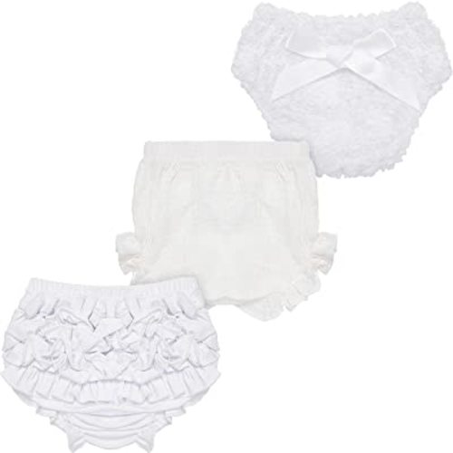 Eurzom 3 Pcs Baby Bloomers Newborn Diaper Cover Cute Cotton Newborn Bloomers for Baby Girls Shorts,Briefs, Panties for Toddler Girl Multicolor