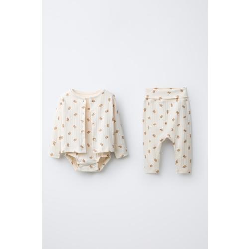 DOG PRINT JACKET, BODYSUIT, AND LEGGINGS SET - Ecru | ZARA United States