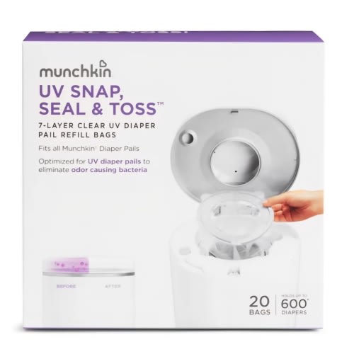 munchkin UV Snap, Seal & Toss™ Diaper Pail Refill Bags, 20pk