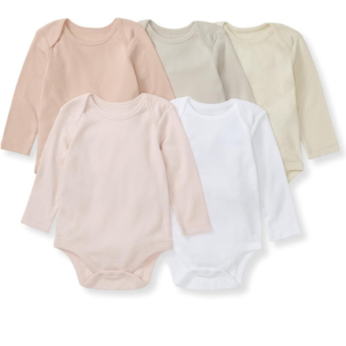 Burt's Bees Baby Unisex Organic Cotton Short and Long Sleeve Bodysuits, 5-Pack