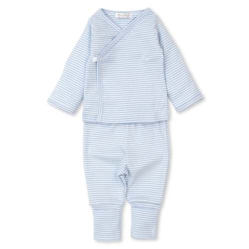 Classic Rib Blue Stripe Footed Pant Set