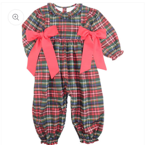 Green And Red Plaid Bow Long Bubble – Cecil & Lou