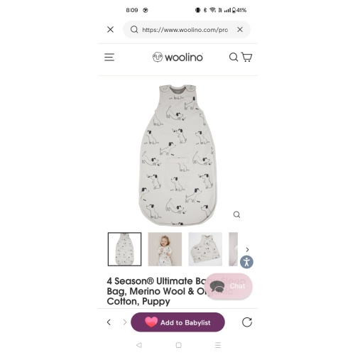 4 Season® Ultimate Baby Sleep Bag, Merino Wool & Organic Cotton, Puppy