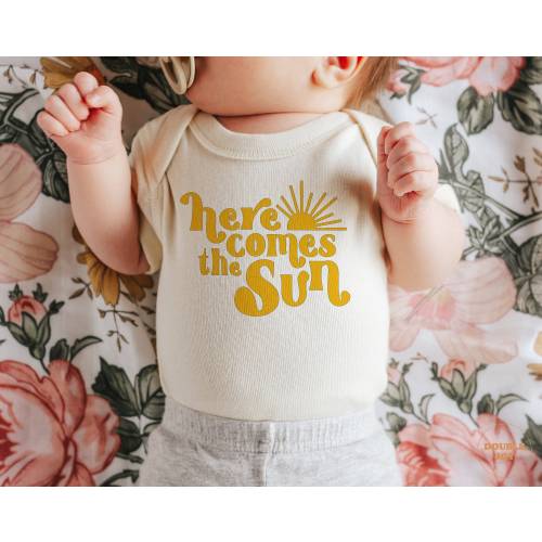 Here Comes the Sun, Summer Tee, Cute Vintage Baby Bodysuit, Toddler Shirt, Youth Shirt, Here Comes the Sun #5013