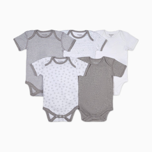 Burt's Bees Baby Organic Short Sleeve Bodysuit (5 Pack) - Heather Grey, 0-3 M