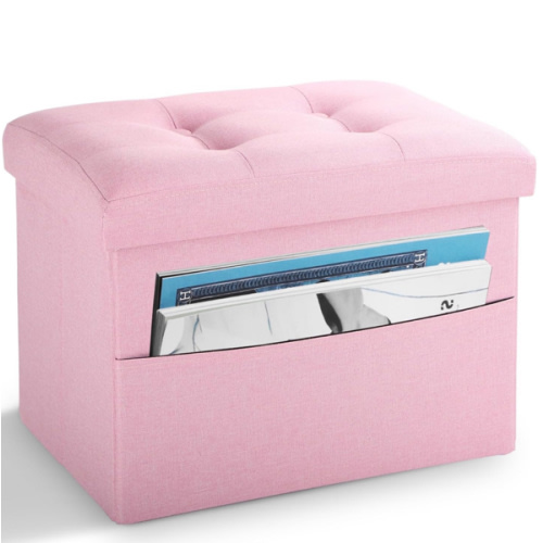 Amazon.com: LINMAGCO Storage Ottoman Folding Foot Stool Foot Rest with Side Pocket Modern Ottoman with Storage Short Sofa Stool Linen Cloth 17x13x13(Pink) : Home & Kitchen