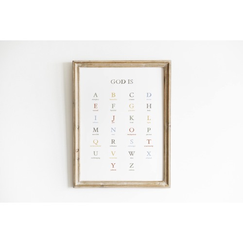 Earth Tone Alphabet Nursery Art ABC Chart Educational Baby Room Decor Faith Wall Print Christian Nursery Decor Bible Verse Wall Art GIG1-A1