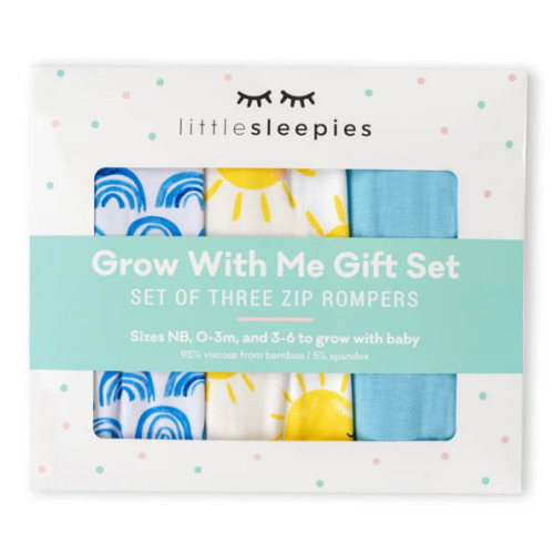 Blue Rainbows, Sky Blue & Sunshine Zippy Grow With Me Gift Box - Little Sleepies