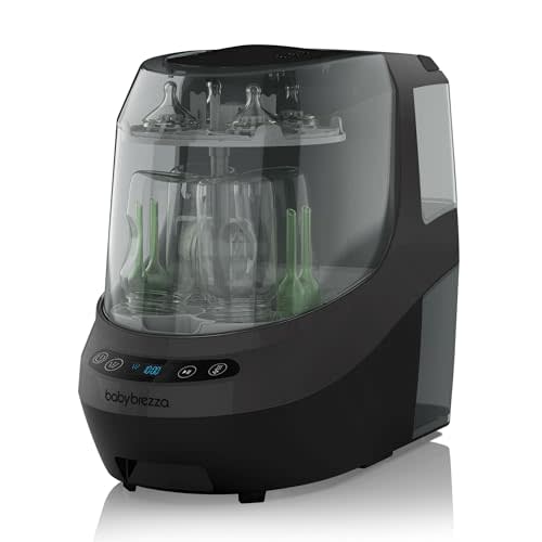 Baby Brezza Bottle Washer Pro - Baby Bottle Washer, Sterilizer + Dryer - All in One Machine Cleans Bottles, Pump Parts, & Sippy Cups - Replaces Hand Washing, Bottle Brushes and Drying Racks, Charcoal
