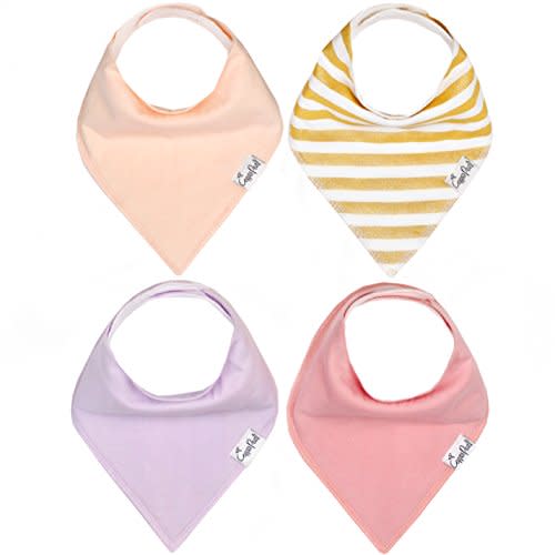 Copper Pearl Baby Bandana Bibs - 4 Pack Soft Cotton Baby Bibs for Drooling and Teething, Absorbent Drool Bibs for Baby Girl and Boy, Adjustable to Fit Newborns to Toddlers, Tons of Styles (Sweetheart)