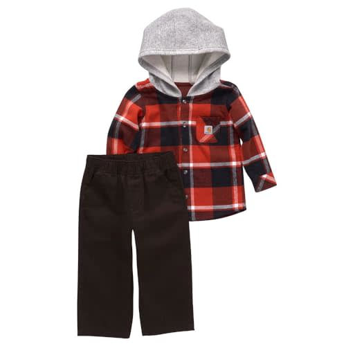 Carhartt Kid's CG8901 Long-Sleeve Flannel Shirt and Canvas Pant Set - Boys