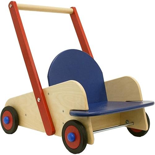 HABA Walker Wagon - Wooden Baby Push Walker, Sit to Stand Walker for Baby Learning to Walk, Push Toys for Toddlers 1-3 with Seat & Storage, 10 Months+