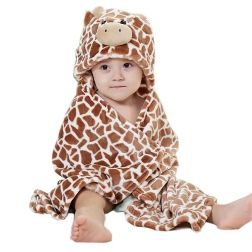 Baby Hooded Blanket Ultra Soft Warm Newborn Infant Swaddle Wrap Bath Shower Towel, 25.6" x 39.4", Brown