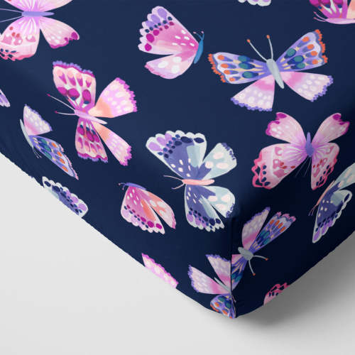 Royal Butterflies Fitted Crib Sheet | Little Sleepies