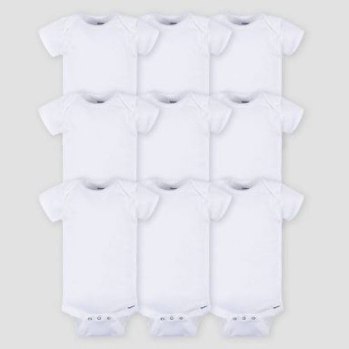 Gerber Baby 9pk Short Sleeve Onesie - White Newborn