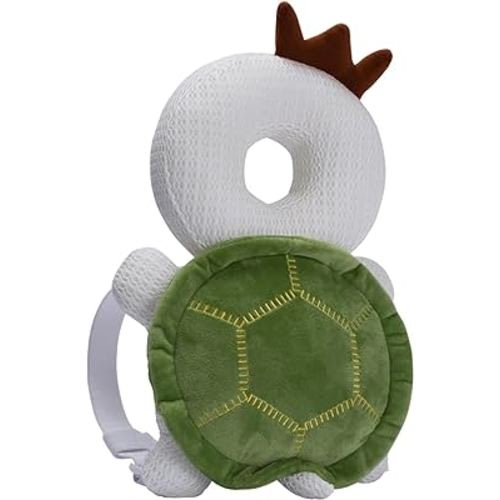 Bebamour Baby Walkers Head Protector Toddler Adjustable Baby Head Protection Safety Pad Backpack Wear for Crawling (White)