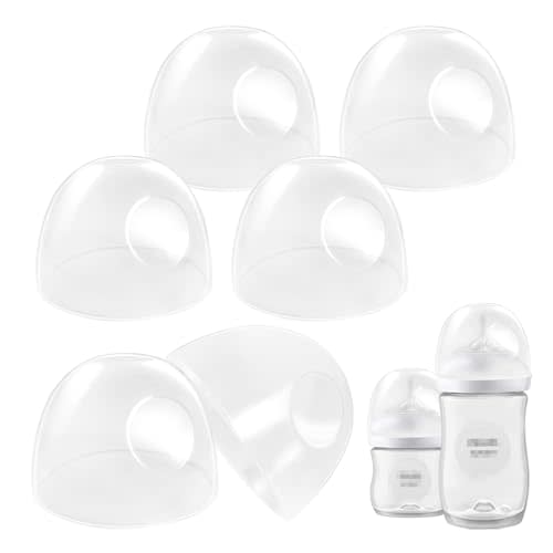 Baby Bottle Lids Compatible with Philips Avent Baby Bottles, Soft & Safe Bottle Caps for Avent Glass & Natural Bottles, 6 Count