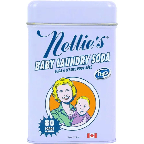 Nellie's Natural Baby Powder Laundry Detergent Tin - 80 Loads - Safe For Infants Sensitive Skin - Fragrance-Free and Hypoallergenic - 2.2 Pounds